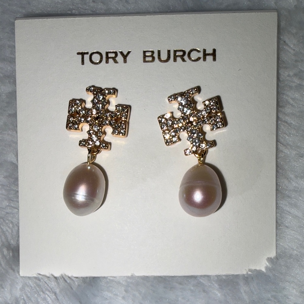 Tory Burch Moondance Pearl and Pave Drop Earrings